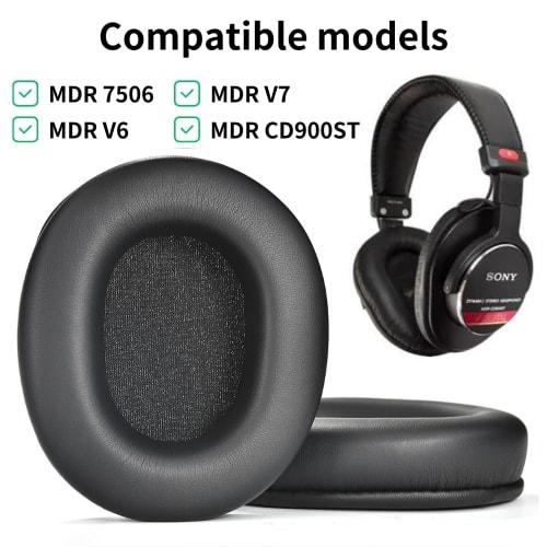 ShotR Replacement Ear Pads and Cushions for Sony MDR-CD900ST, MDR-7506, MDR-V6, and MDR-V7 Headphones, Protein Leather and Memory Foam, Black