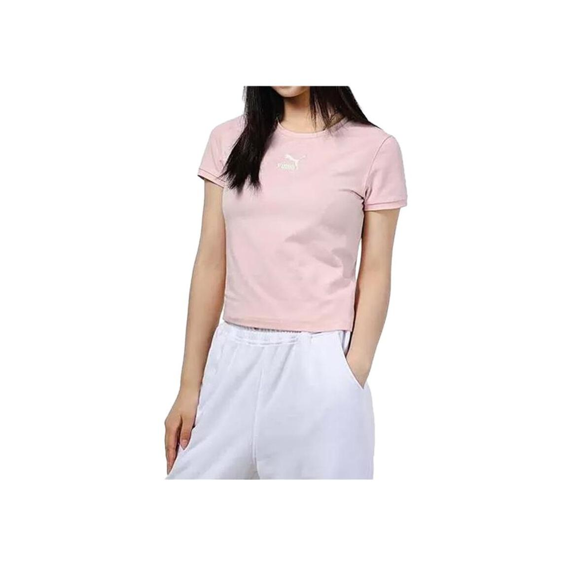 

Футболка с логотипом PUMA с круглым вырезом и короткими рукавами, женские топы, розовые 532562-36 L