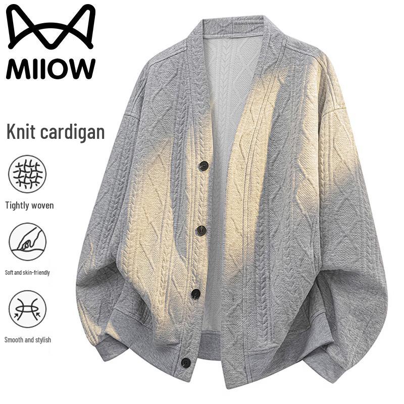 MiiOW Men's V-Neck Loose Knit Cardigan