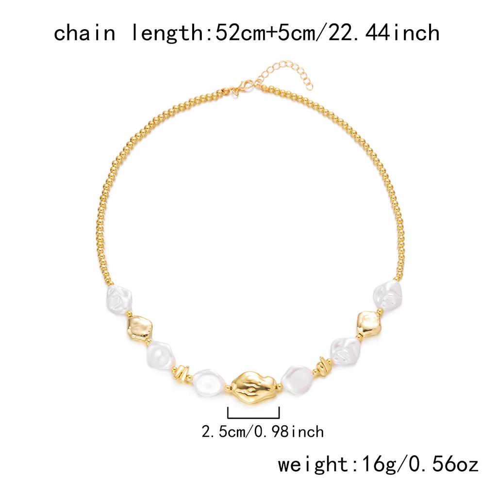 Dainty Irregular Imitation Pearl Necklace for Women Baroque Faux Pearl CCB Resin Beads Chain Necklace Party Banquet Jewelry Gift