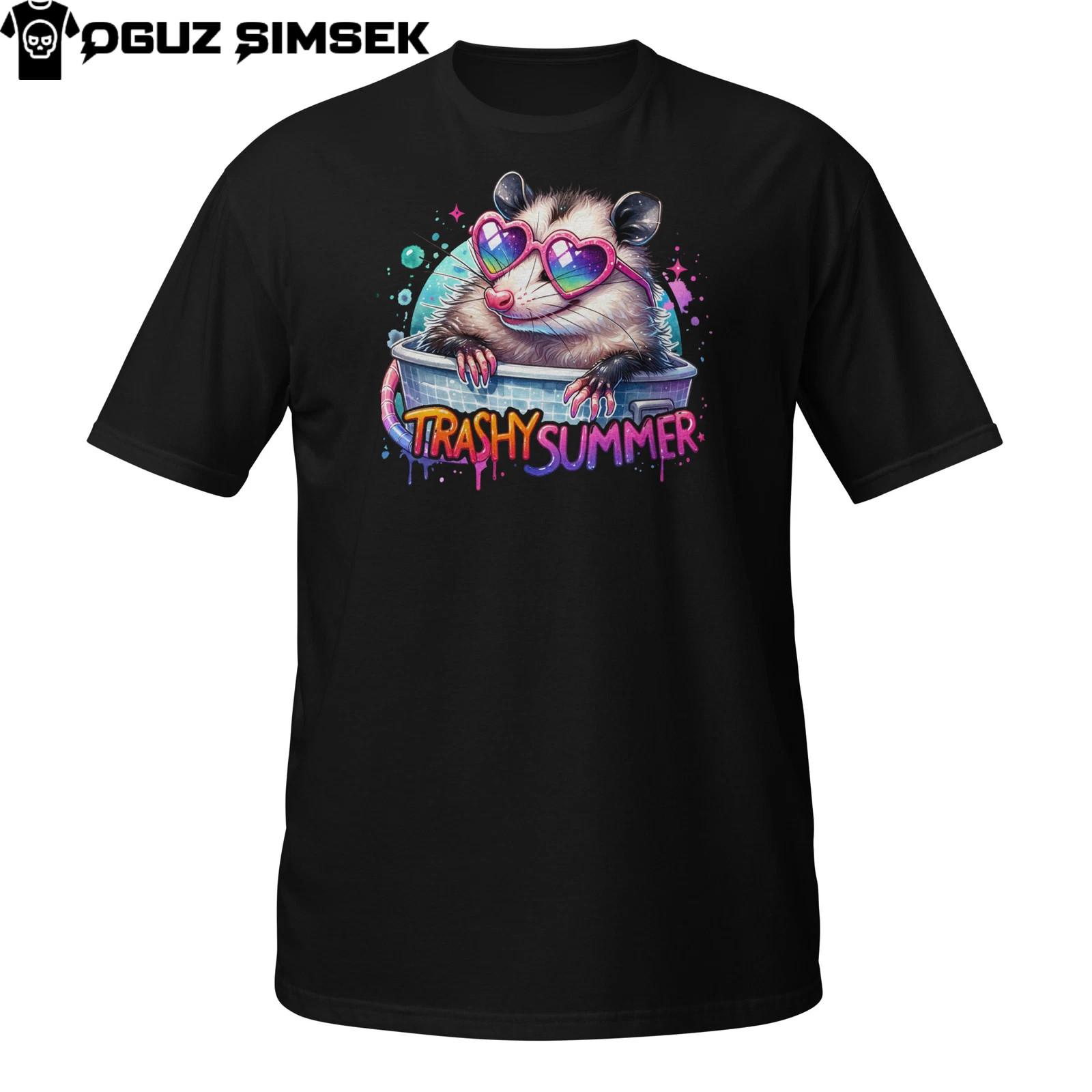 Trashy Summer Opossum T-Shirt Mens Womens Tees Top | Funny Pool Party Tee | Cute Possum Gift 4XL