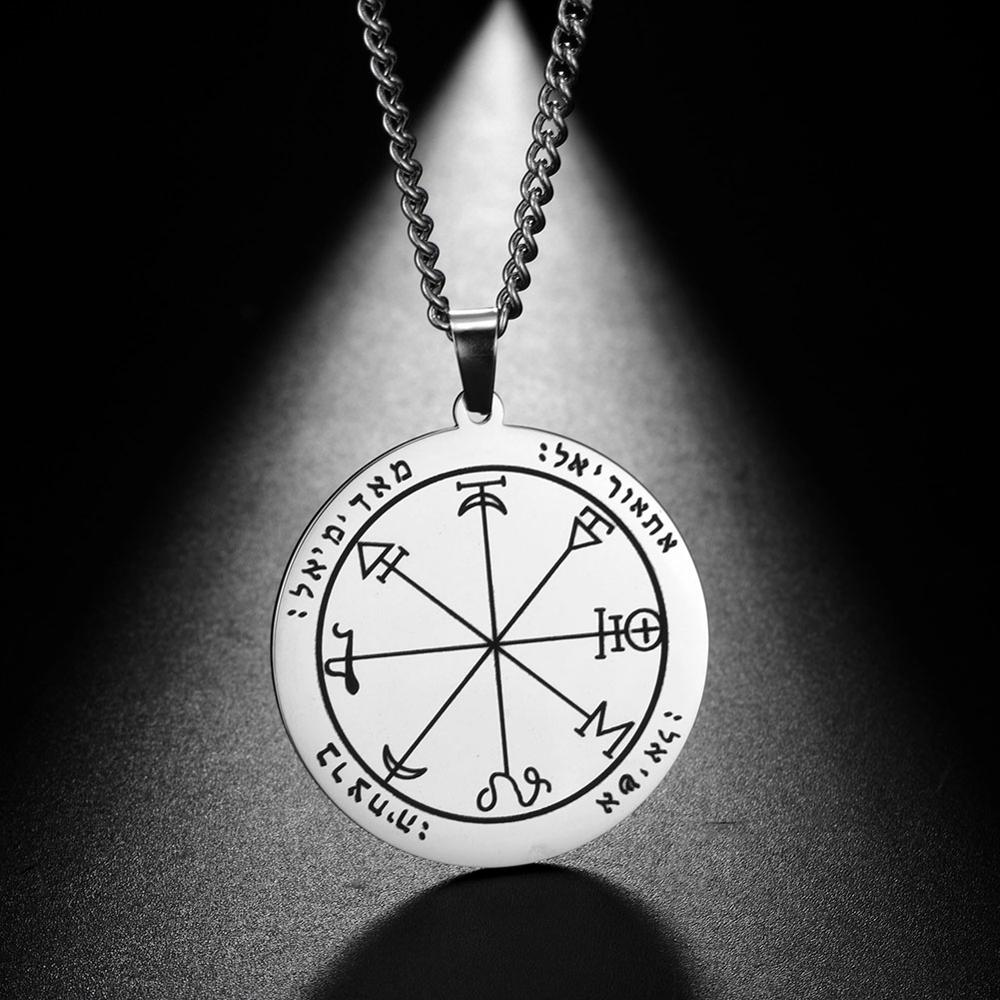 

Teamer Venus Jupiter Key Seal of Solomon Stainless Steel Men Necklace Amulet Magic Jewelry Women Je Star of David Pendant 45 cm 5