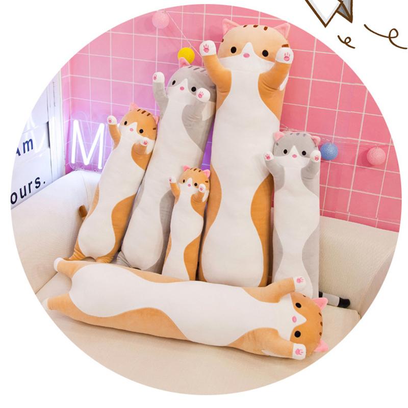 50-130Cm Long Cat Plush Toys Cute Animal Cat Creative Long Soft Toys Office Break Nap Sleeping Pillow Stuffed Gift Doll For Kids