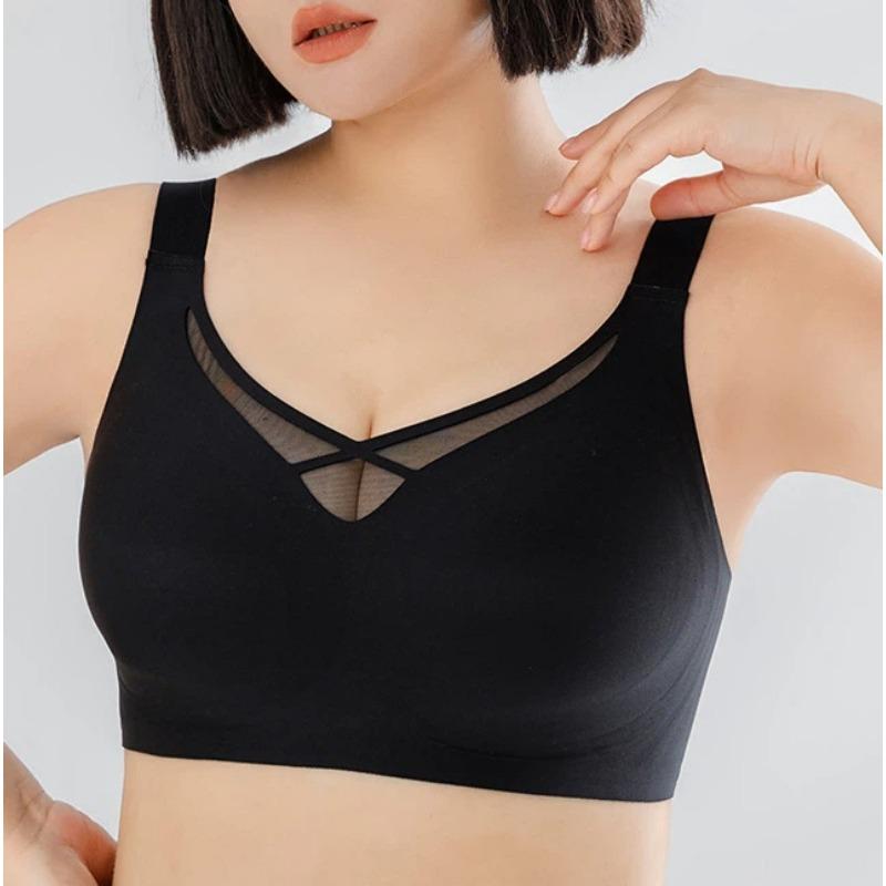 Women Plus Size Mesh Neckline Bra For Large Bust Slimming Support