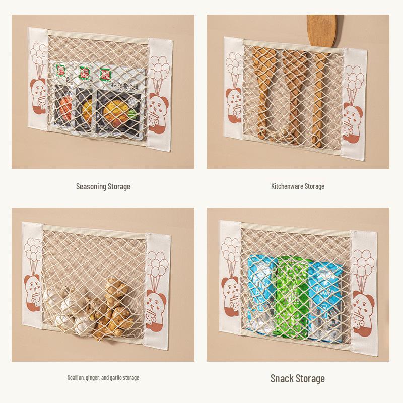 Naścienny Uchwyt na Worki na Śmieci Kuchenne z Kieszenią z Siatki na Rzep