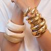 DIEZI 7 Style Exaggerated Hip Hop Gold Color Metal Cuff Bangles for Women Men Punk Geometric Round Bracelet Party Jewelry Set