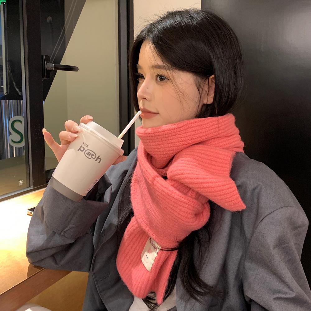 Money Rabbit Boundless, Wool-containing New Scarf Women's Autumn and Winter Korean Version Versatile Cute Girl Student Neck Scarf