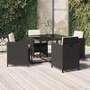 Ensemble à dîner de jardin avec coussins 5 pcs poly rotin