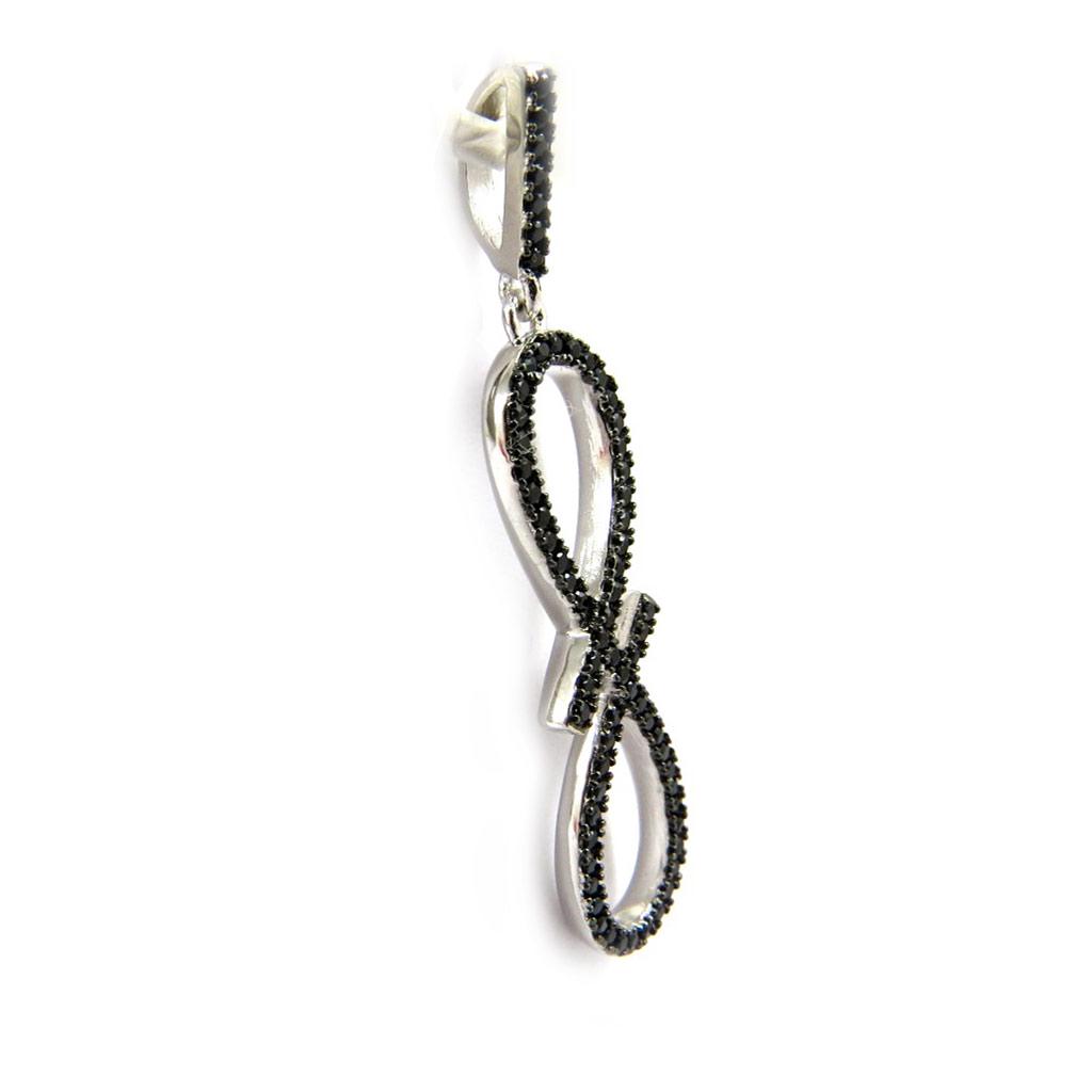 Les Trésors De Lily [L6688] - Black 'Sissi' Silver Pendant (infinity)