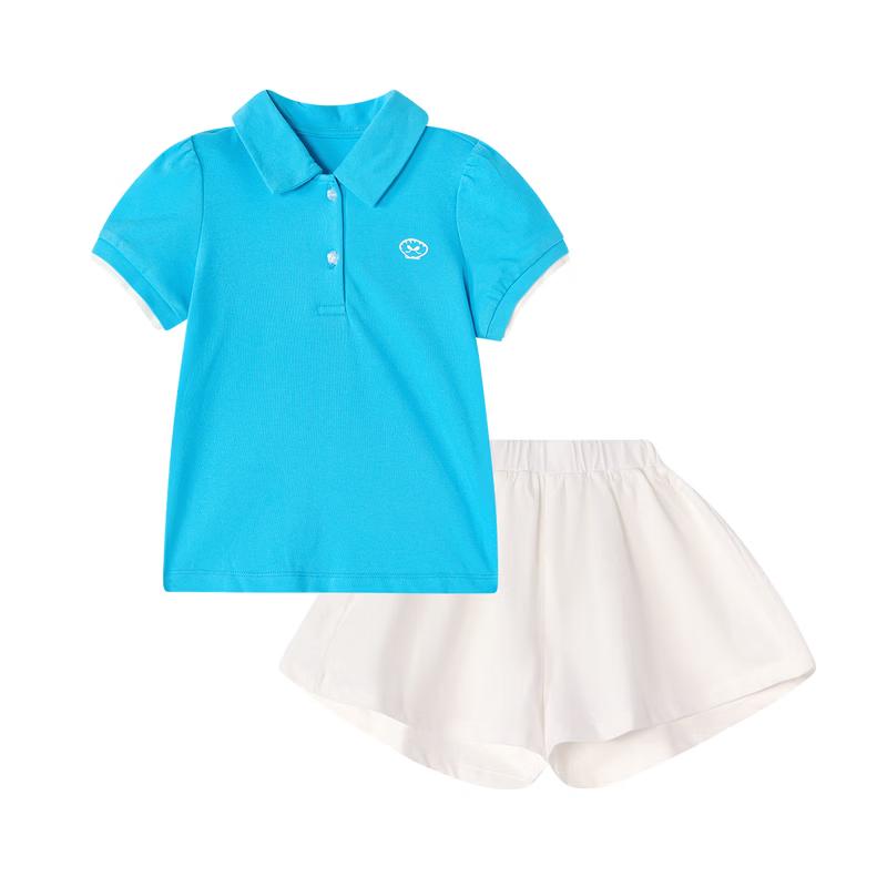 Disa Girls 2026 Summer Polo Neck Sporty Two-Piece Set 140