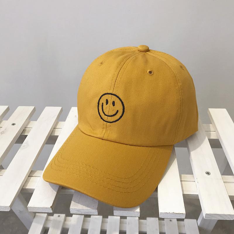 Cartoon Lächeln Gesicht Baseballkappen Für Männer Frauen Kpop Stickerei Snapback Hip Hop Kappe Baumwolle Verstellbar Sport Lustige Papa Sonnenhüte 58cm brown