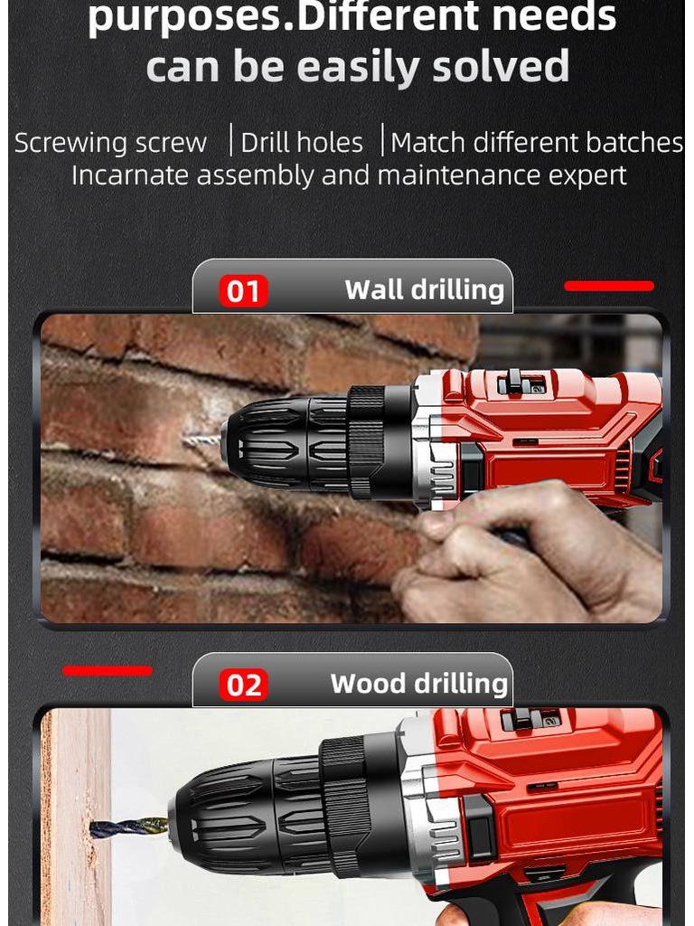21V Multifunctional Handheld Electric Drill & Screwdriver with Lithium Battery for Home Renovation
