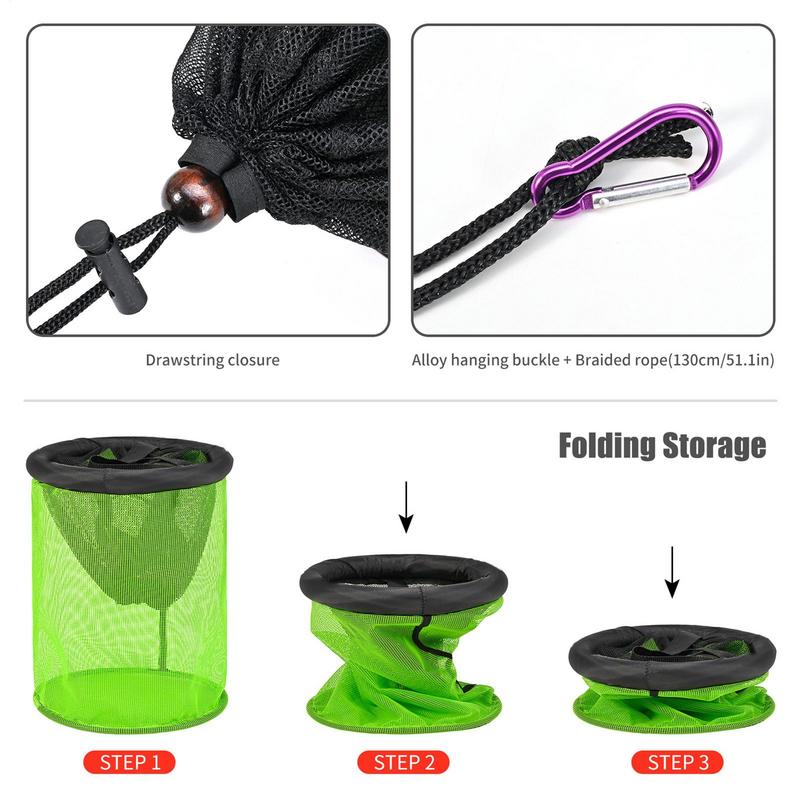 Fish Basket Fishing Net Foldable Portable Dip Net Fish Cage Wire Fishing Pot Prawn Hand Trap Fishing Network Fishing Accessories