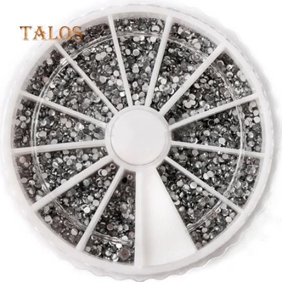 2400 Τεμάχια/Τροχός DIY Ακρυλική Διακόσμηση Νυχιών 1.5mm 3D Στρογγυλά Στρας Γκλίτερ Αξεσουάρ