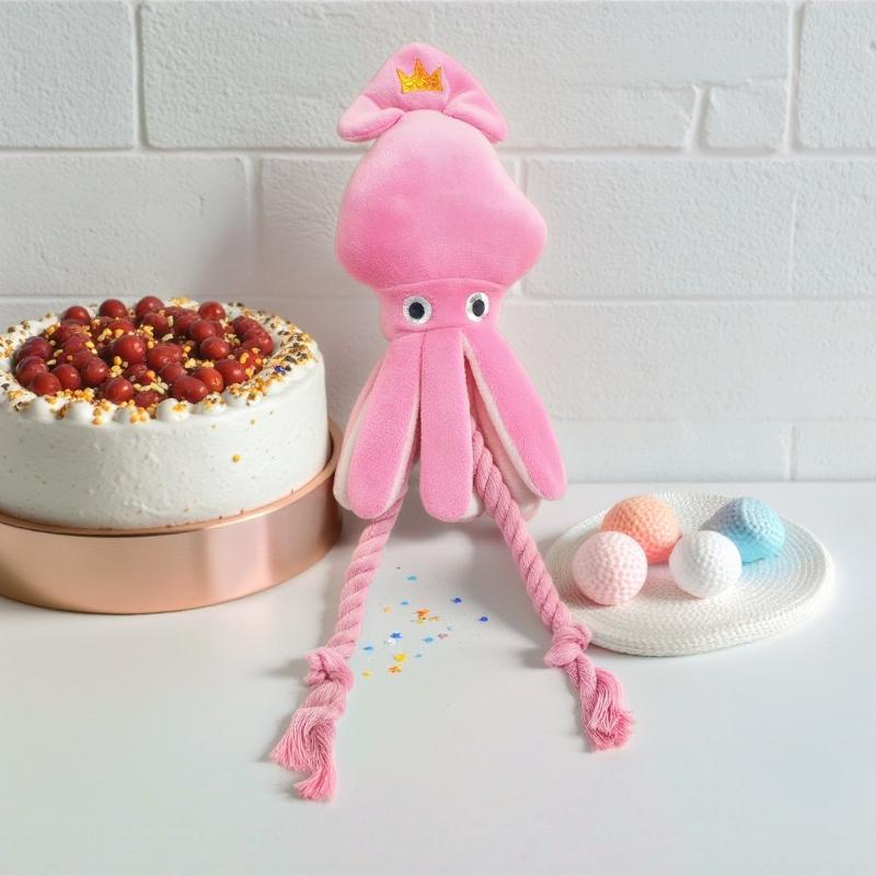 Dog Chew Toy Simulation Octopus Modeling Sounding Plush Puppy Toy Bite Resistant  Dog Interactive Toy Accessories