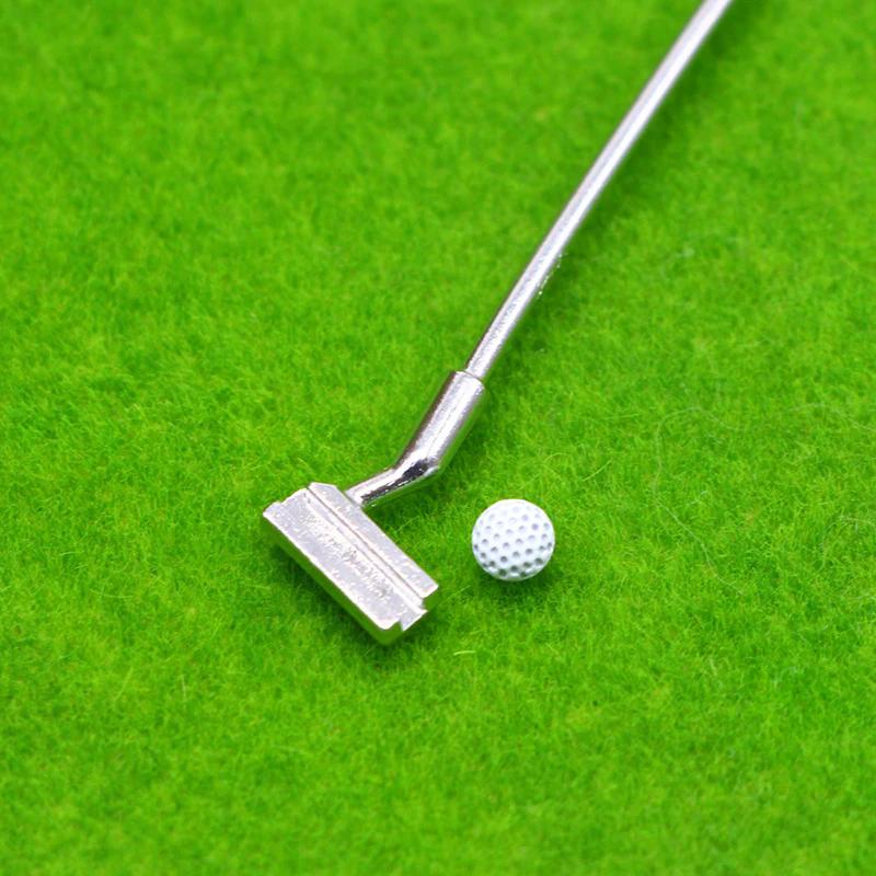 New 1 Set Miniature Golf Clubs Small Golf Kit Dollhouse Mini Decorative Golf Club Model Toy Scene Prop Diy Accessories