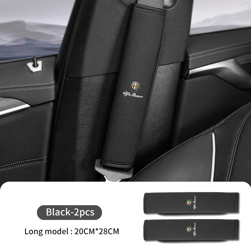 Car Seat Belt Shoulder Cover Leather Shoulder Protector Pad For Alfa Romeo 159 Giulietta 156 147 Giulia Mito GT Stelvio Spider