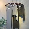 C S In The Room Women Stripe Two Way Hooded Zip Up Long dreSS Set 2Color