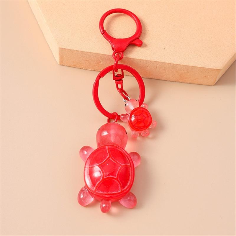 Plastic 3D Turtles Charm Keychain Accessory Fashionable Animal Shape Key Rings Tortoise Bag Decoration for Women
