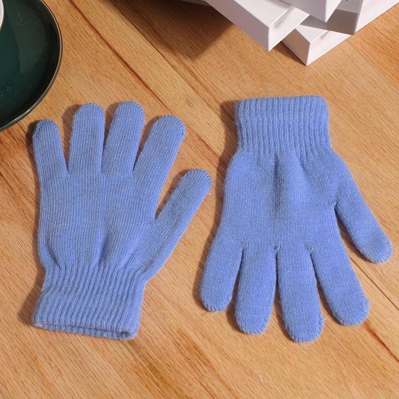 Autumn/Winter Solid Color Thick Wool Knit Gloves - Warm Full Finger Adult Design
