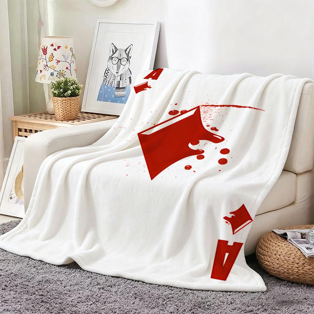 Artwork A-A playing cards Throw Lightweight 240g Flannel Blanket Soft Skin-friendly for Summer Cooling