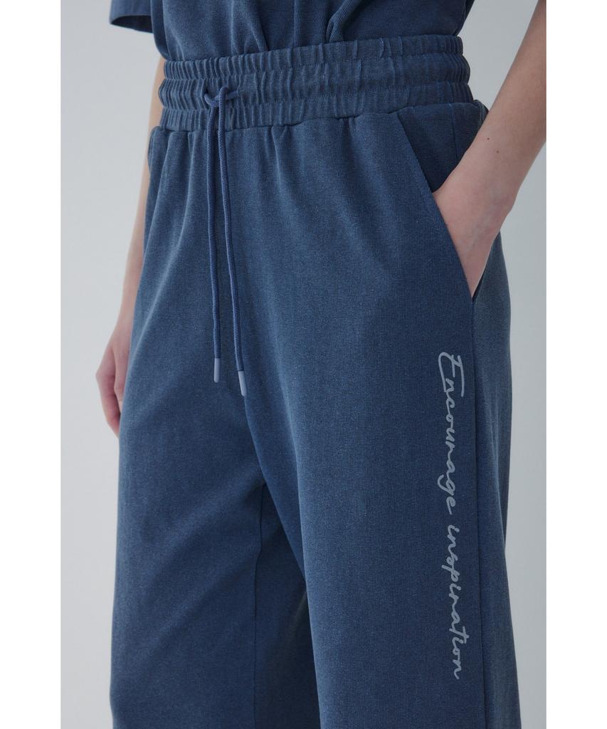 Bobeu Lettering Pigment Wide Pants_Navy 7156230012