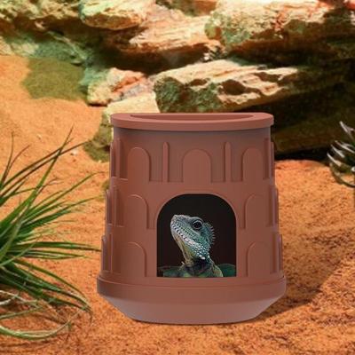 Reptile Hide Small Pet Reptile Hide Cave Removable Habitat Decoration With Top Food Water Basin Aquarium Tank Accessories For