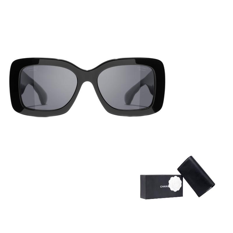 

CHANEL Logo full frame rectangular sunglasses women s style чорний