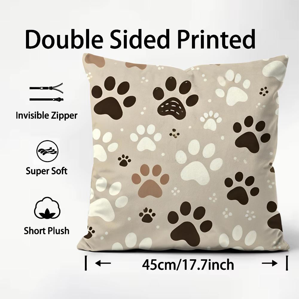 

Paw Cute Cushion Cover Plush Fabric Soft DoubleSided Printed Sofa Warm Winter Home Child Gift Pillow Case 30x30cm