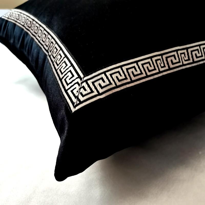 1 Stück geometrische Samt-Kissenhülle Luxus High-End Klassisch Schwarz Weiß Kissenbezug 45*45 50*50 Sofa Überwurf-Kissenbezug Graue Farbe