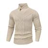 Men's Solid Color Knitted Sweater Tops  Men's Stand Collar Warm Classic Twisted Pullover Sweater