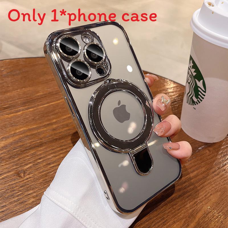 Clear Magnetic Mobile Phone Cases For Iphone 16 Shockproof Ring Cover Stand