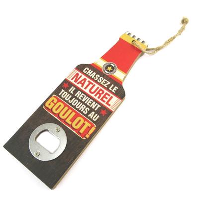 [P8829] - Humorvoller hölzerner Flaschenöffner „Bottle“ (Jage dem Natürlichen, es kommt zurück zur Flasche!) – 20x7 cm