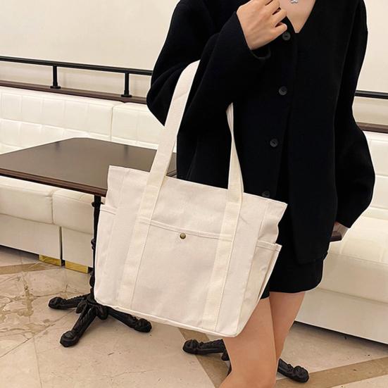 Üniseks Kanvas Omuz Çantası Büyük Kapasiteli Tote Fermuarlı Kapatma İş Seyahat Kolej Sokak için Günlük El Çantası