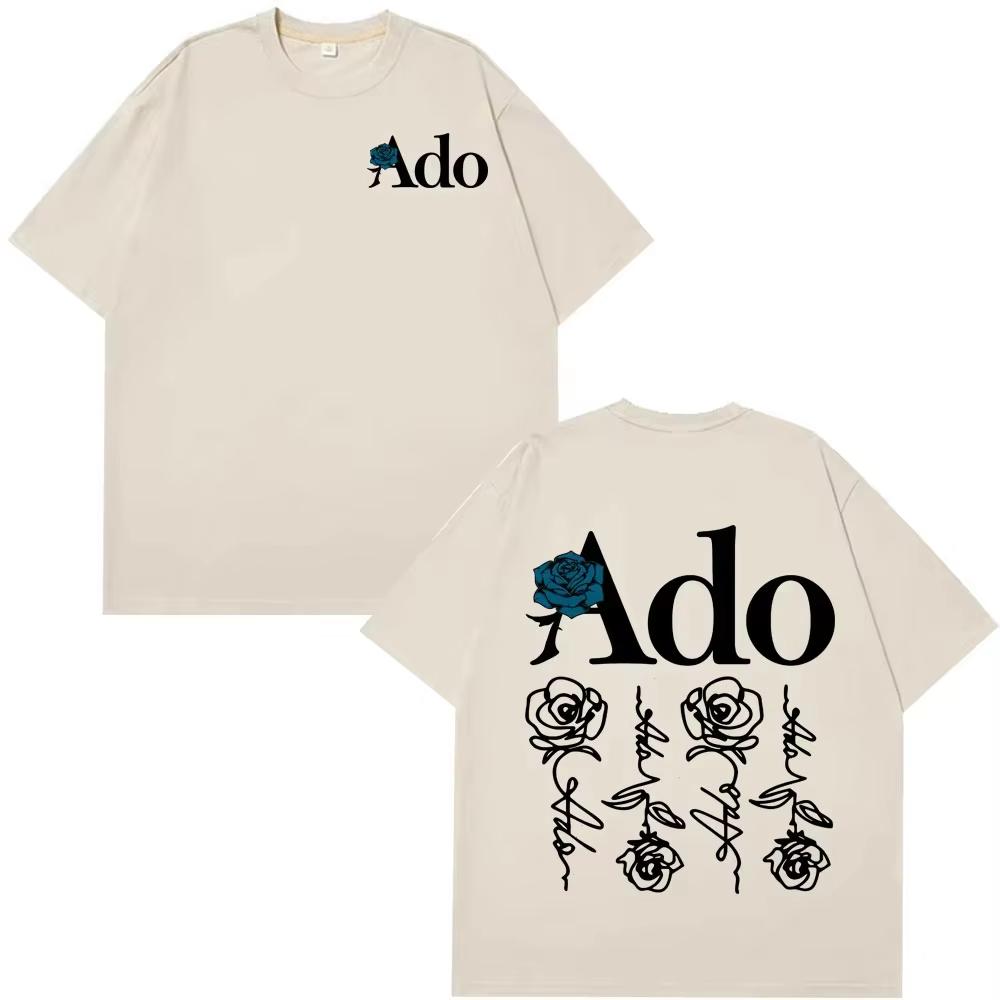 Ado Blue Rose World Tour Hibana Tshirt Fashion Short Sleeve Aesthetic Trendy Casual Wear Streetwear 2026 SpringSummer New