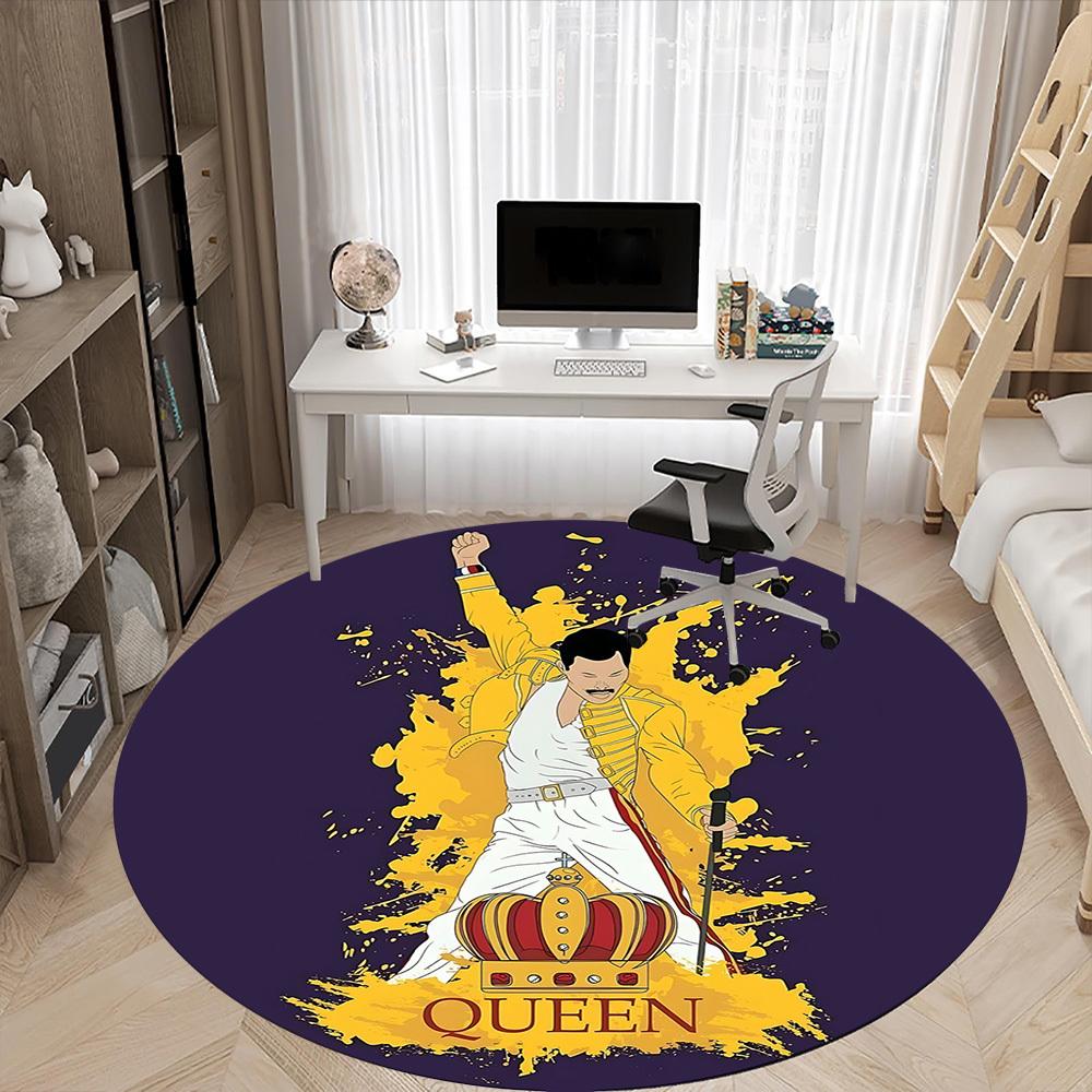 1pc Freddie Mercury, Queen Band Office Round Area Rug, Under Office Chairs Bedroom Living Room Home Decor A1022206