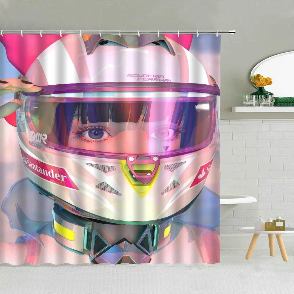 

Anime Girl Shower Curtains for Bathroom Sets Full Set Folding Partition Bath Curtain Accessories Bedrooms Houses Rooms Quarto W90XH180cm