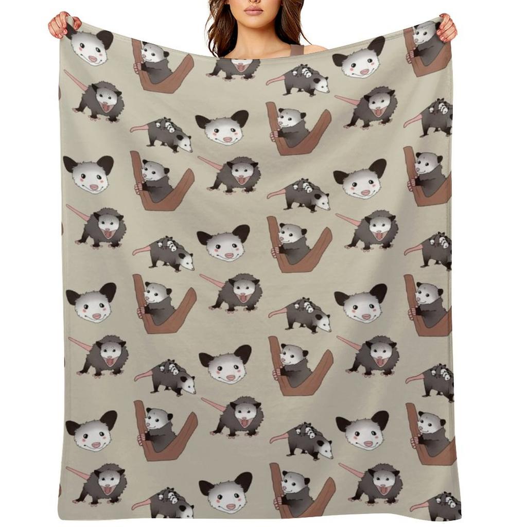 Opossums Pack Throw Blanket Decorative Sofa Cute Plaid for sofa Sofa Blankets