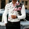 Men's Shirt with Retro Artistic Floral Print, Stylish Lapel, Long Sleeves, Business Casual, Trendy and Individualistic Style.