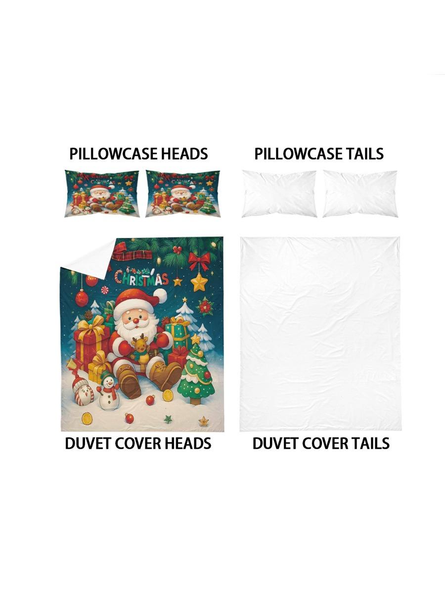 

Набор пододеяльников без наполнителя с мультяшным принтом Санта-Клауса, несколько размеров, для спальни в общежитии, мягкий и удобный, можно стирать в машине 140x210cm-AU-Single&set