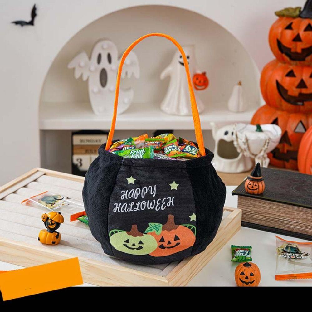 Gifts Pouch Halloween Candy Bag Cloth Stuffed Cotton Tote Bags Funny Pumpkin Candy Bucket  Gift