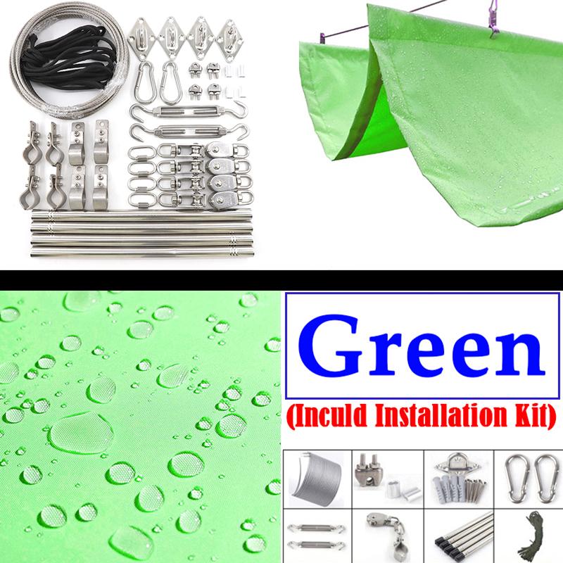 Width 2~4m Outdoor Telescopic Awning with Installation kit Summer Rainproof Sun Shade Sail Pergolas Retractable Sunshade Net