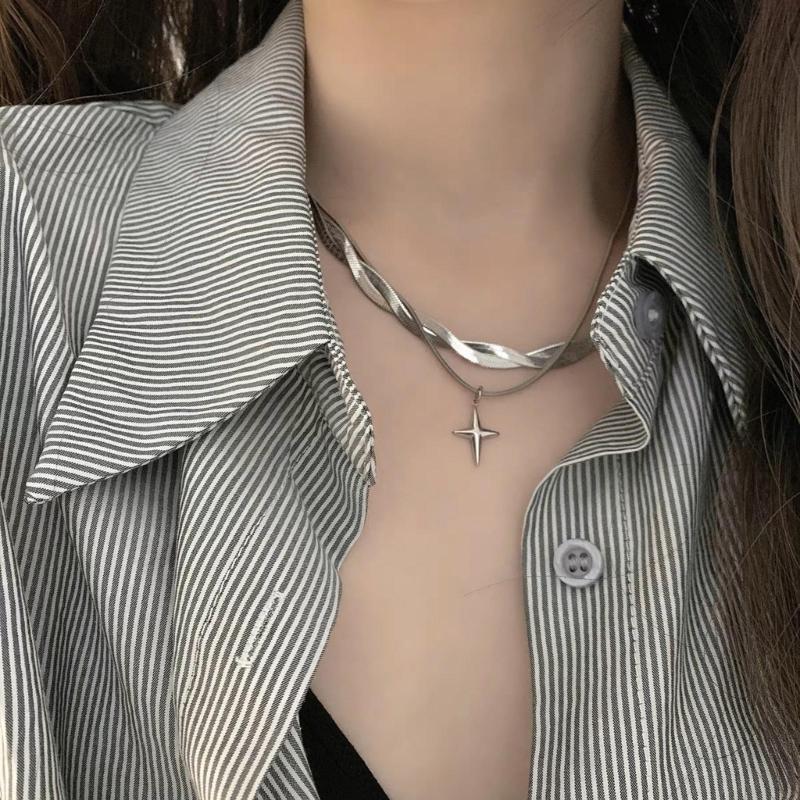 Fashion Cross Star Pendant Necklace Clavicle Chain Choker Necklace Jewelry