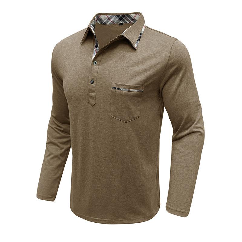 Men's Long-sleeved Lapel T-shirt Fashion Men's POLO Shirt Autumn and Winter Bottoming Shirt Tops