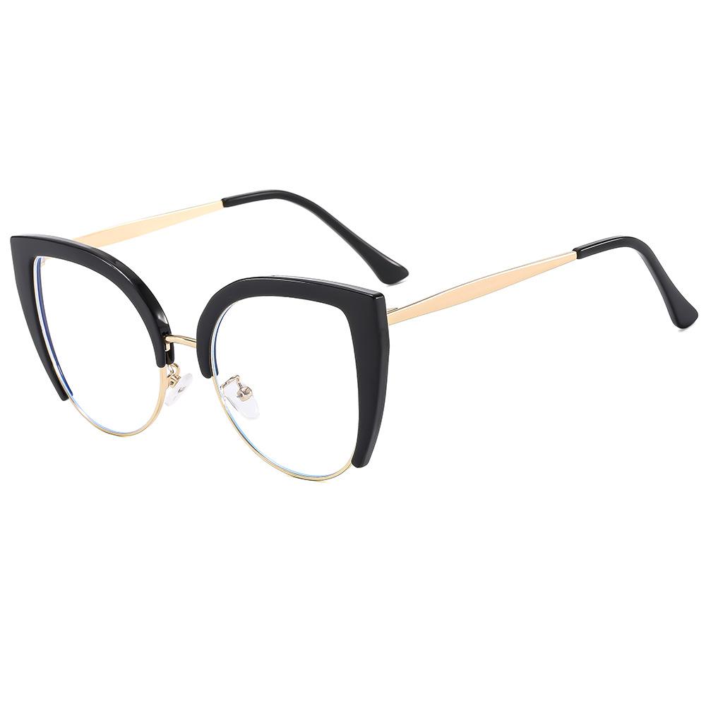 Neutral Retro Large Frame Cat's Eye Presbyopia Glasses HD Anti-blue Light Reading Glasses Fashion Metal Presbyopia Glasses +4.0