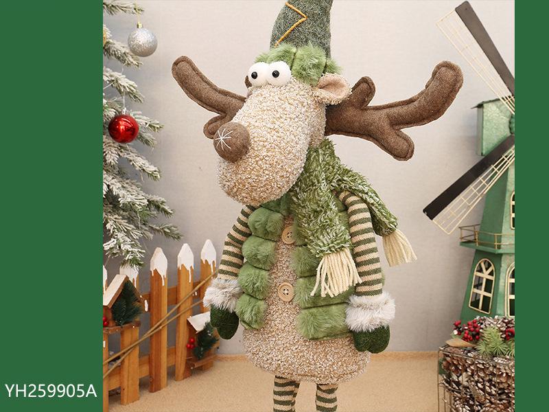 Cross-border Reindeer Plush Toy: Green Fabric Fawn Christmas Ornament for Hotel Window Display