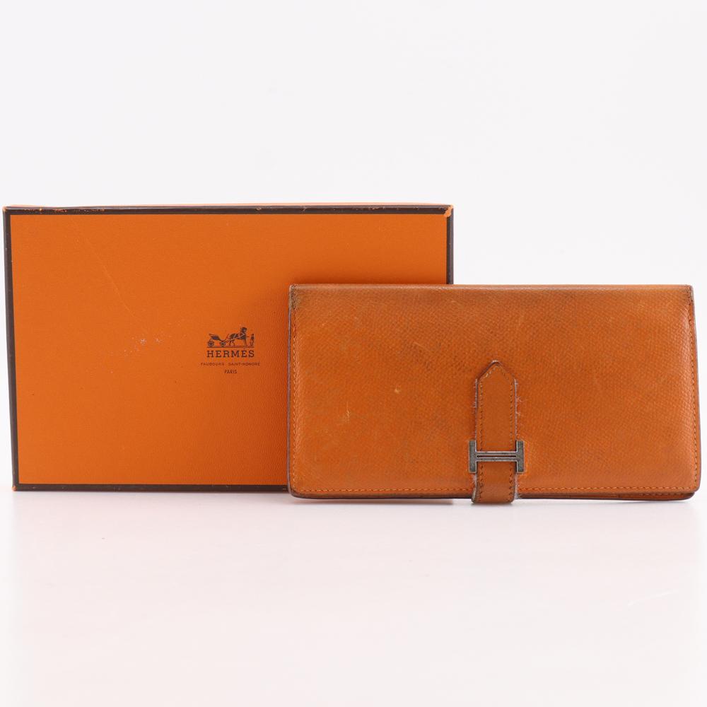 HERMES Baan classic Purse Orange / SilverHardware Epsom unisex Used
