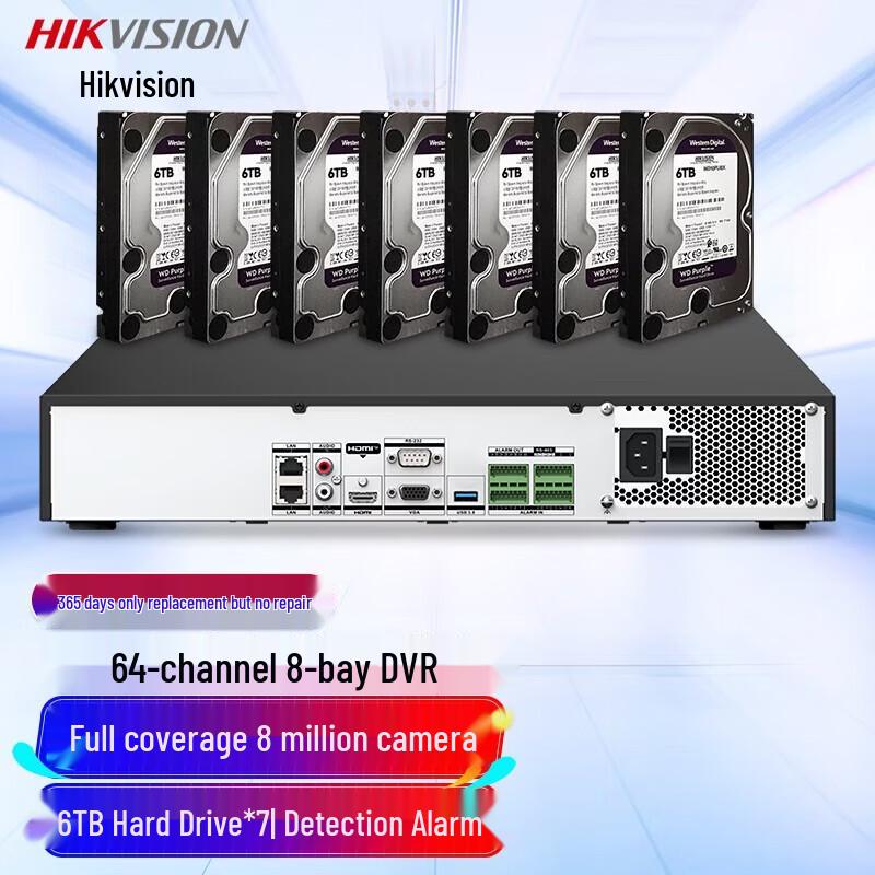 Hikvision DS-8864N-R8 64-Channel 8-Bay NVR System with 7x 6TB HDDs