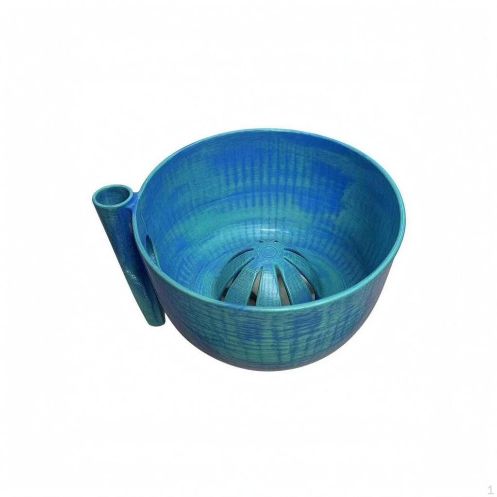 Drain Bowl Slotted Spout Layered Texture Dark Green