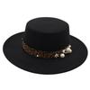 Hepburn Top Hat Female French Literary Sunshade Felt Hat Leopard Print Jazz Hat Small Fragrant Pearl Woolen Hat